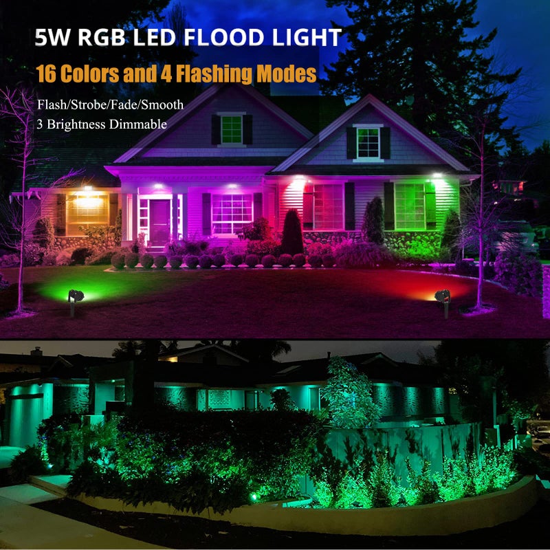 AHSELLUS RGB Halloween Low Voltage Landscape Lights Color Changing 5W LED Landscape Lighting Outdoor Waterproof Remote Control for Garden Pathway Christmas Decorative Lighting, 10 Pack with Connector - Image 3
